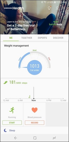 نحوه کار samsung health